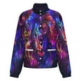 thumbnail image 5 of Jackets for Women Winter Coat Jackets Flannel Stand Collar Jacket(Colorful Neon Lion Art,Size:S-4XL), 5 of 7
