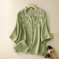 thumbnail image 2 of Birdeem Blouses pour Femmes Col Rond Imprimé Chemise Ample à Manches Trois-Quarts, 2 of 12