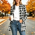 thumbnail image 2 of TRUNZI Women's Button Down Plaid Shirts Long Sleeves Lapel Collar Casual Regular Fit Shackets with Chest Pocket,Black,Size L, 2 of 8
