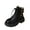 Black, variant on Beige Womens Pu Ankle Boots Lace Up Side Zip Chunky Heel Winter Casual Round Toe Short Booties