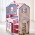 thumbnail image 2 of Classic Double-Sided Baby Doll Nursery Station Dollhouse Combo with Baby Doll Swing Chair, Pink/Beige, 2 of 12