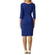 thumbnail image 3 of INSPIRE CHIC Vestido de trabajo para mujer de manga 3/4, cuello barco, elegante, vestido lápiz, talla 2XL, azul real, 3 of 5