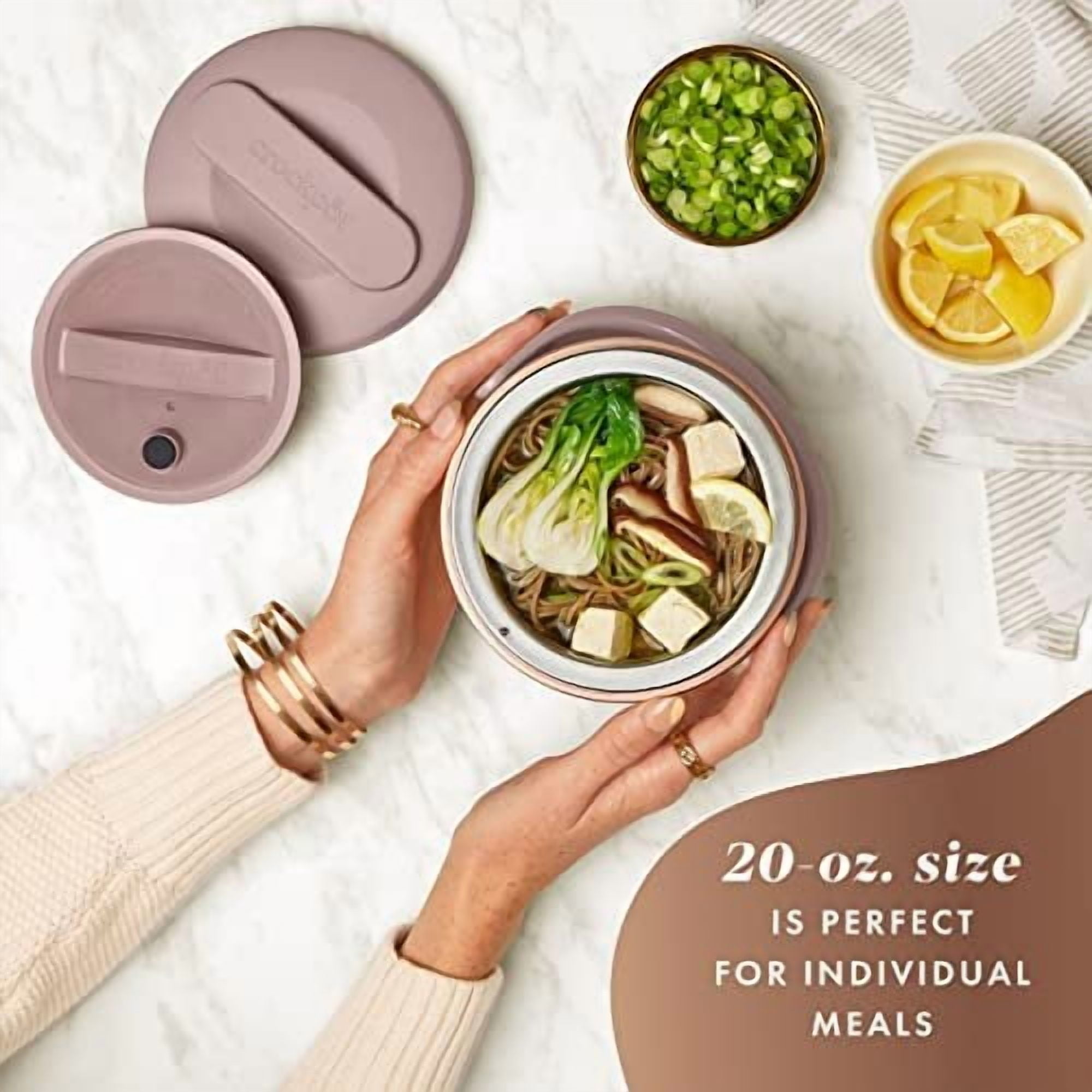 Crock-Pot Electric Lunch Box, 20-Ounce Portable Food Warmer, Blush Pink , Perfect for Travel, On-the-Go & Office Use  Stylish, Spill-Free & Dishwasher-Safe  Ideal Men & Women's Gifts