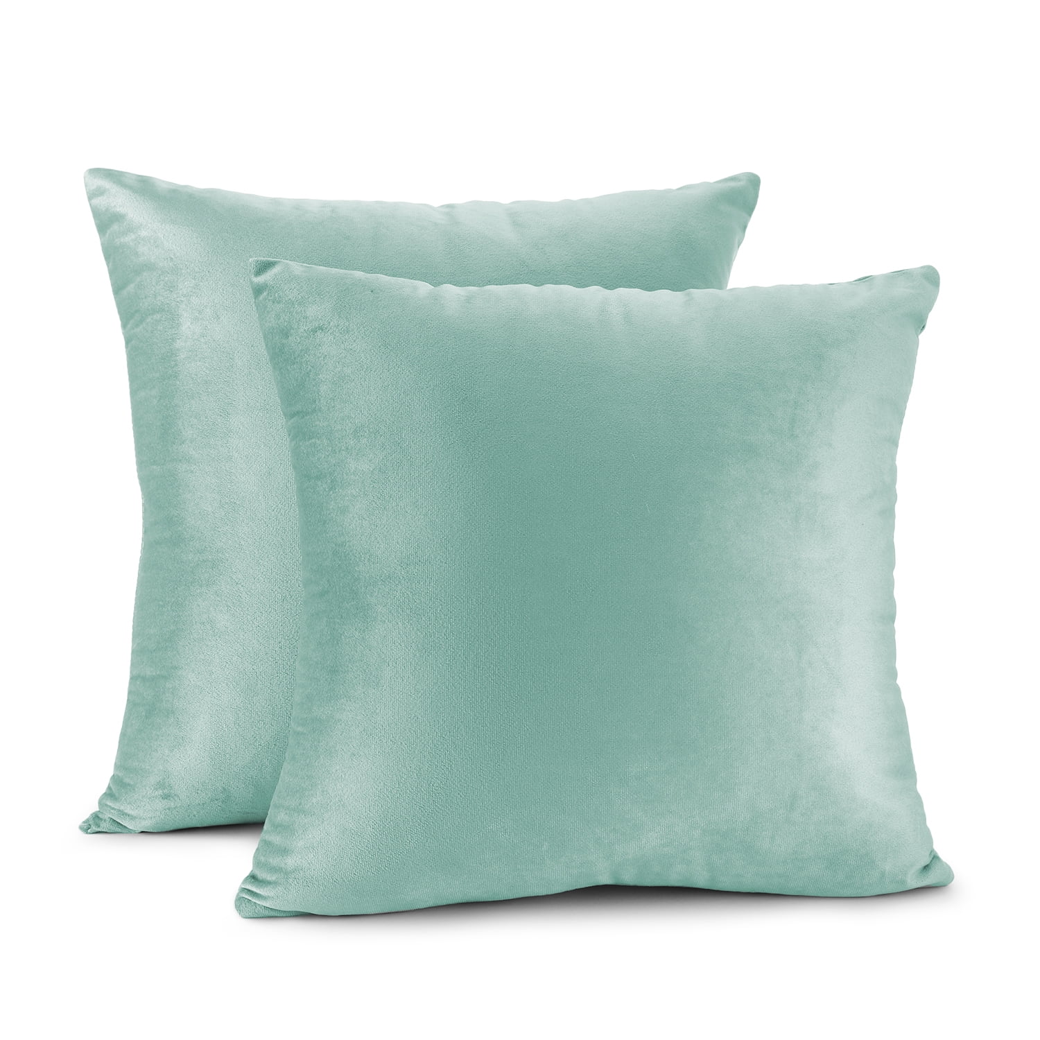 Clara Clark Plush Solid Decorative Microfiber Square Throw Pillow Cover with Throw Pillow Insert for Couch, Aqua, 26"x26"", 4 Piece Decorative Soft Throw Pillow Set