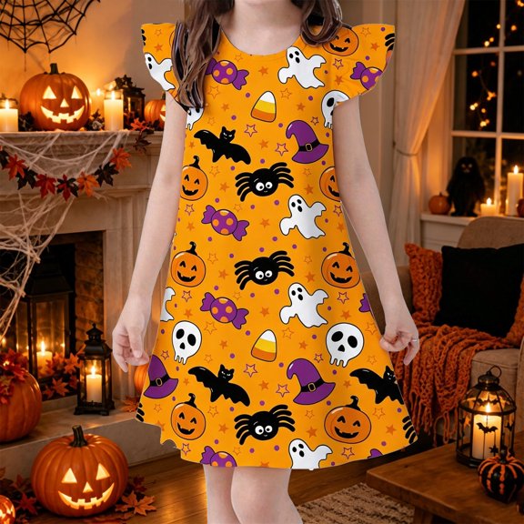 Big Girls Dress Stylish Graceful Cute Pretty for Halloween Modern Bright Airy Lovely Special Dress Set