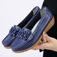 thumbnail image 4 of Xfvqtps Loafers for Women Micro Wedge Low Heel Slip on Bow Decor Close Toe Soft Sole Comfortable Non Slip Walking Casual Shoes Navy, 4 of 6