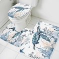 thumbnail image 3 of Ocean Turtle Bath Mat 3 Piece Bathroom Rug Set, Coastal Coral Seagrass Starfish Non Slip Bath Rug Contour Mat and Toilet Lid Cover, Absorbent Shower Mats Soft Bath Rugs and Mats Sets, 3 of 8