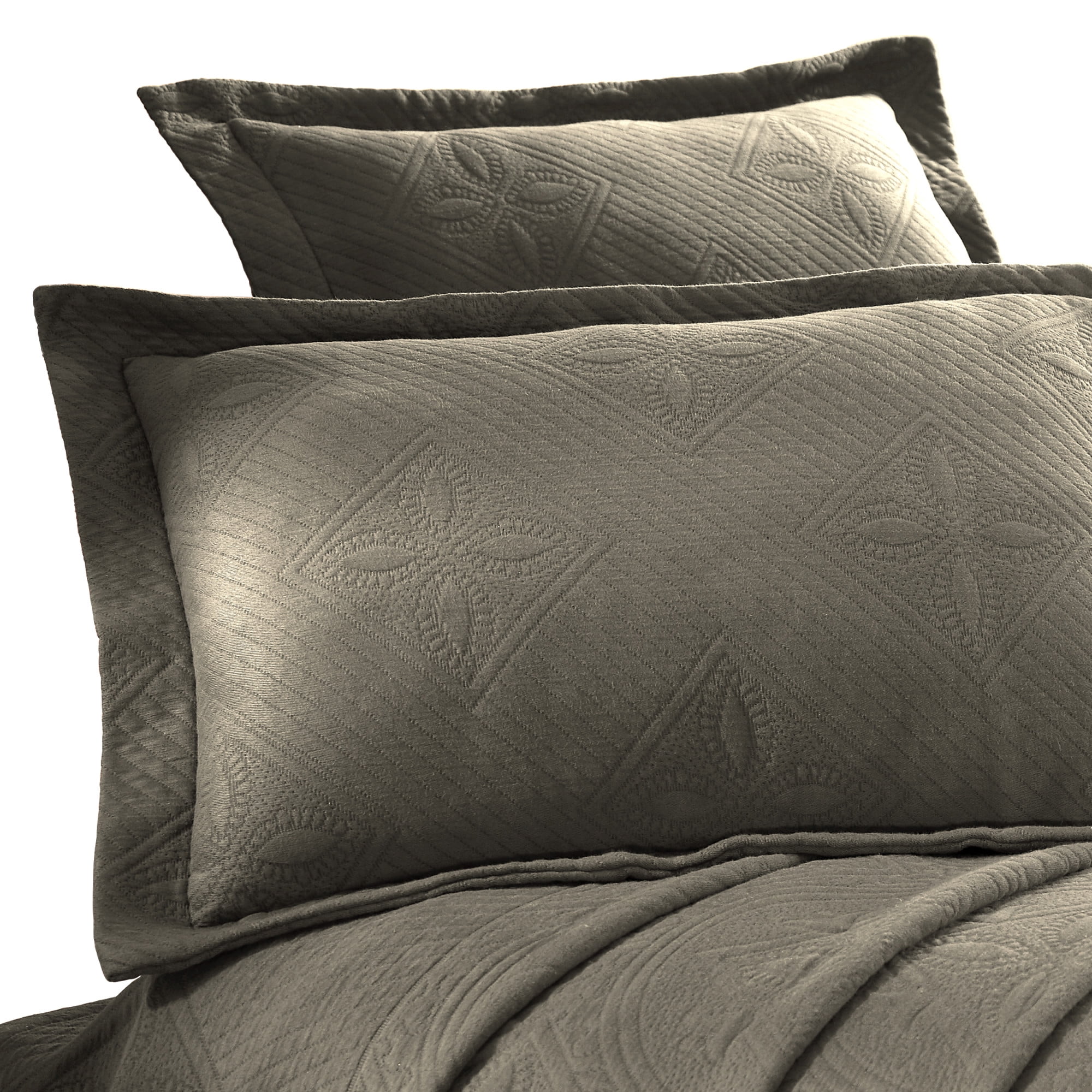 Cotton Jacquard Matelasse Celtic Bedspread Set, Twin, Charcoal