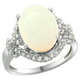 thumbnail image 1 of 14k White Gold Natural Opal Ring Diamond Halo Oval 14x10mm, 3/4 inch wide, size 5, 1 of 3