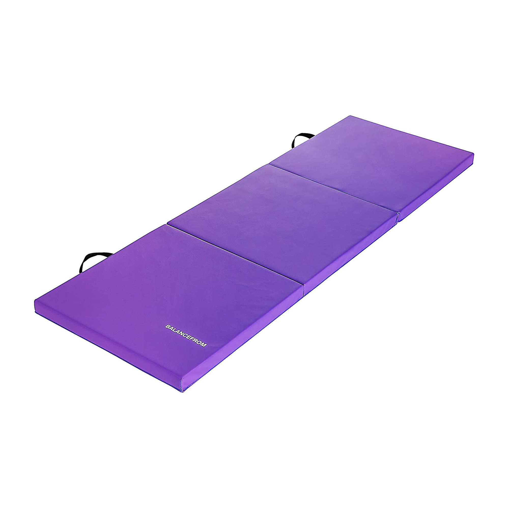 BalanceFrom 6 Ft. x 2 Ft. x 2 In. Three Fold Folding Exercise Mat with Carrying Handles for MMA, Gymnastics and Home Gym, Purple - image 2 of 6