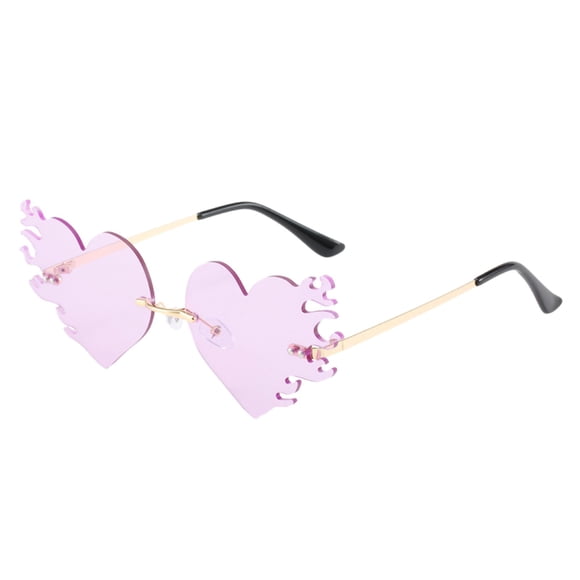 XASZHN Heart Shape Vintage Sunglasses Women欧美个性 Rimless Colorful Metal Frame Sun Glasses Purple One Size