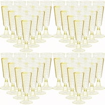 150 Pcs Plastic Champagne Flutes Bulk 5 Oz Toasting Flutes Wine Glasses Disposable Champagne Glasses Reusable Cocktail Cups for Wedding Celebration Party Toasting Drinking Glitter Gold