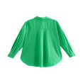 thumbnail image 3 of Chemisier à Manches Longues pour Femmes Couleur Unie Col Rabattu Boutonné Coupe Ample Style Décontracté Simple, 3 of 7