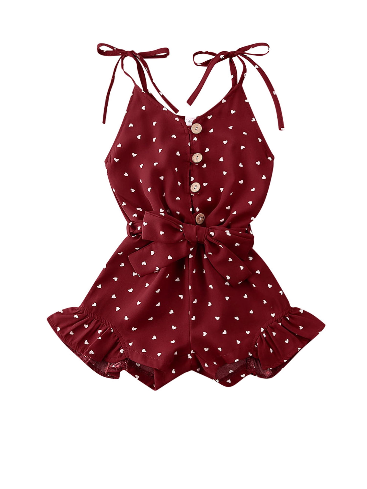 Toddler Baby Girl Polka dot Jumpsuit Floral Playsuit Sleeveless Bodysuit Clothes
