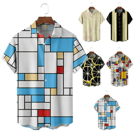 

Men Dad Collared T-Shirts Comfortable Summer Bowling Shirts For Men Boys