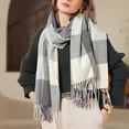 thumbnail image 4 of Prolriy Scarf for Women Autumn and Winter Colorful Plaid Shawl Thickening Warm Fringe Scarf Womens Scarf D, 4 of 8