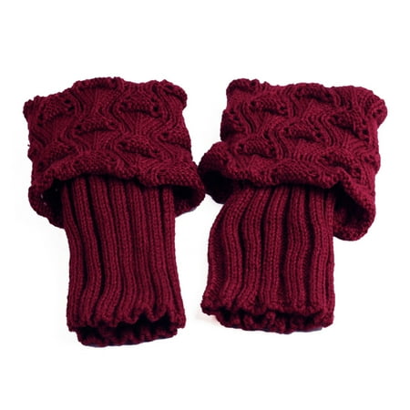 

meijuhuga 1 Pair Winter Women Cuffed Crochet Boot Cuffs Socks Knit Toppers Elastic Leg Warmers