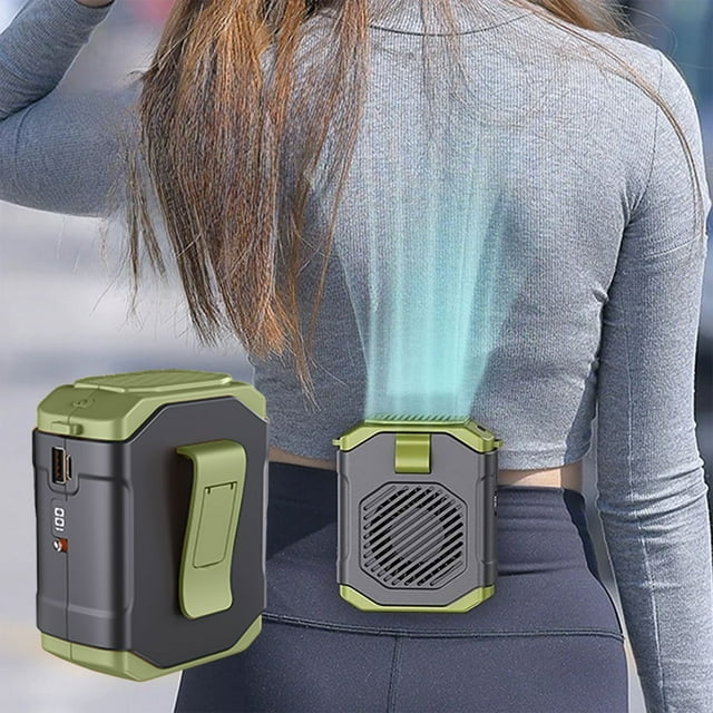 Werulen Clearance Under $5 ! Portable Waist Fan Clip on Belt Rotation Wearable Rechargeable Shirt Fan, Cool Battery Operated Fans with Light, Neck Hanging Fan for Outdoor Camping Travel