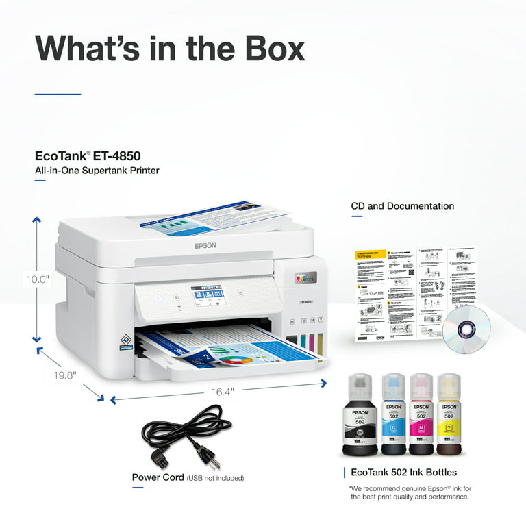 Epson EcoTank® Wireless Inkjet Multifunction Home Office Printer - - Copier/Fax/Printer/Scanner - 4800 x 1200 dpi Print - Automatic Duplex Print - Up 5000 Pages Monthly - Walmart.com
