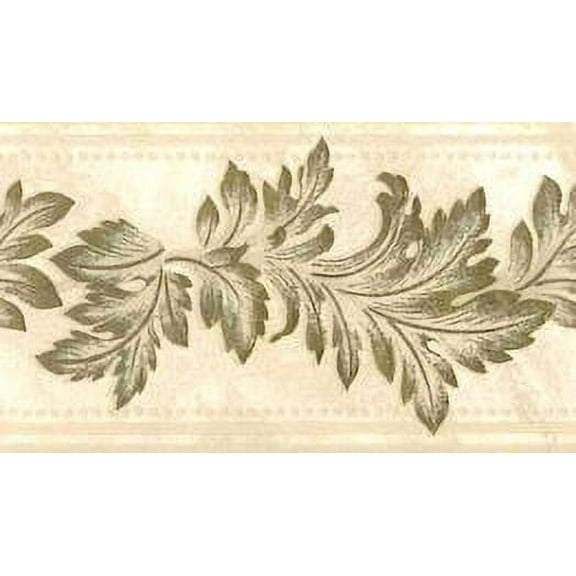 878667 Embossed Cream Gold Leaves Wallpaper Border 92219