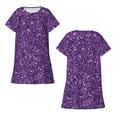thumbnail image 6 of Hirioo Purple Glitter for Women's Nightdress Comfortable Short Sleeve Nightwear Casual Sleep Dress, 6 of 8