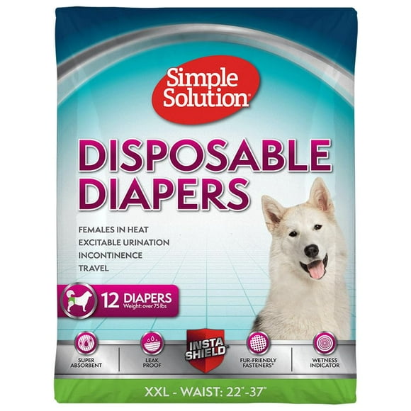 Solution Simple Couches Jetables True Fit pour Chiens Femelles / Super Absorbantes avec Indicateur d'Humidité / TTG / 12 Unités