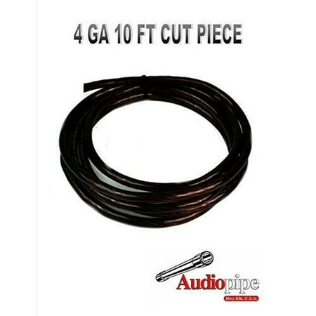 10' FT 4 GAUGE GA AWG BLACK WIRE CABLE POWER GROUND PRIMARY AMP AUDIO AUDIOPIPE