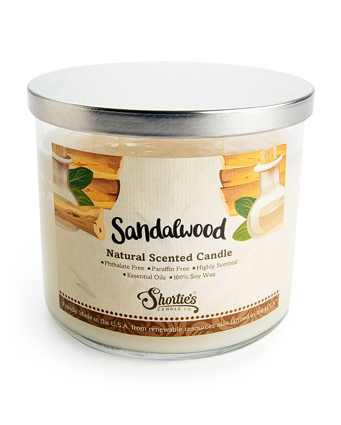 Sandalwood Scented 3 Wick Candle - All Natural - Made with 100% Responsibly Sourced Soy and Essential Fragrance Oils - Phthalate & Paraffin Free, Vegan, Non-Toxic