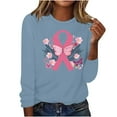 thumbnail image 2 of VKOYWKM Breast Cancer Awareness Tee Shirts Women Breast Cancer Pink Ribbon T-Shirt Long Sleeve Crew Neck Breast Cancer Tops Fall Cancer Survivor Shirt, 2 of 5