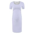 thumbnail image 5 of Zwiiyzr 2025 Women's Maternity Dress Solid Color Slim Short Sleeve Tank Dresses Scoop Neck Pregnancy Bodycon Dress for Casual Wear Purple, 5 of 6