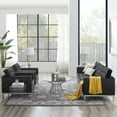 thumbnail image 2 of Tufted Armchair and Sofa Set, Faux Leather, Silver Black, Modern Contemporary Urban Design, Living Lounge Room Hotel Lobby Hospitality, 2 of 6