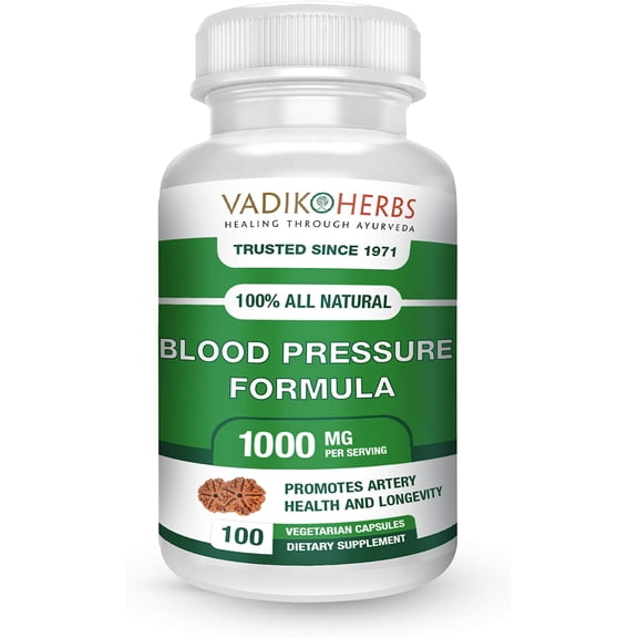 Blood Pressure Formula by Vadik Herbs | Clinically formulated with Pure Ayurvedic Herbs | 1000mg/dose | Helps Maintain Healthy Blood Pressure Levels | Cardiac care | Safe long term solution