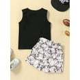 thumbnail image 3 of Bagilaanoe 2pcs Toddler Baby Girl Short Pants Set Letter Print Sleeveless Tank Tops + Shorts 6M 12M 18M 24M 3T 4T Kids Casual Summer Outfits, 3 of 8