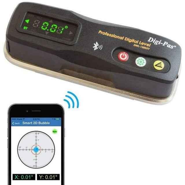 Digi-Pas 2-01301-99 2-Axes Bluetooth DWL1300XY Niveau de Machine Numérique - 0.2 mm