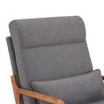 thumbnail image 4 of Wooden Accent Chair, Reading Armchair with High Back, Inclined Wood Legs and Lumbar Pillow, Upholstered Living Room Chairs for Bedroom, Lounge, Gray, 4 of 8