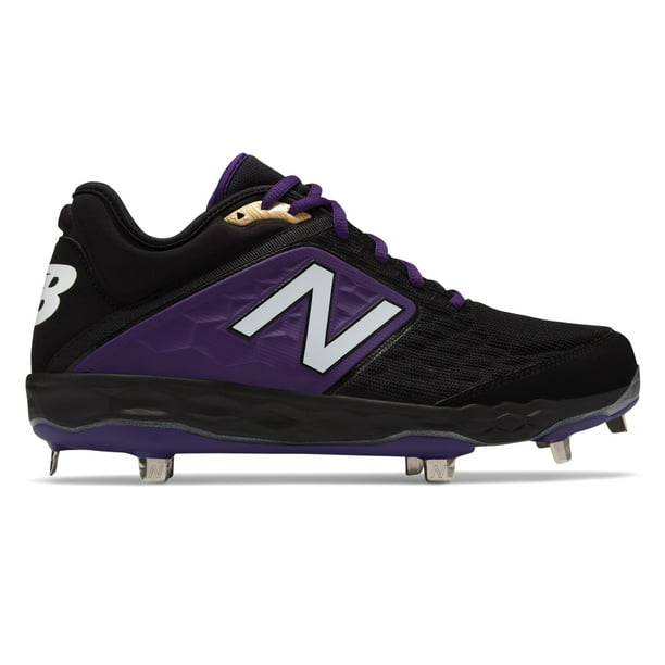 New Balance Low-Cut 3000v4 Metal Baseball Cleat Mens Shoes Black with Purple