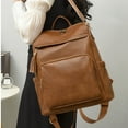 thumbnail image 4 of FUZHIQ Leather Backpack Purse for Women Convertible Shoulder Bag Fashion Casual Daypack with Tassel Detail Multi Pocket for Work Travel Daily Use, Brown, 4 of 6