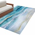 thumbnail image 2 of Abstract Waves Washable Area Rugs 4'x6', Spray Beach Ocean Watercolor Low Pile Throw Living Room Rug Non-Slip Sturdy Edge Binding Carpet for Indoor Entryway Bedside Kitchen, 2 of 9