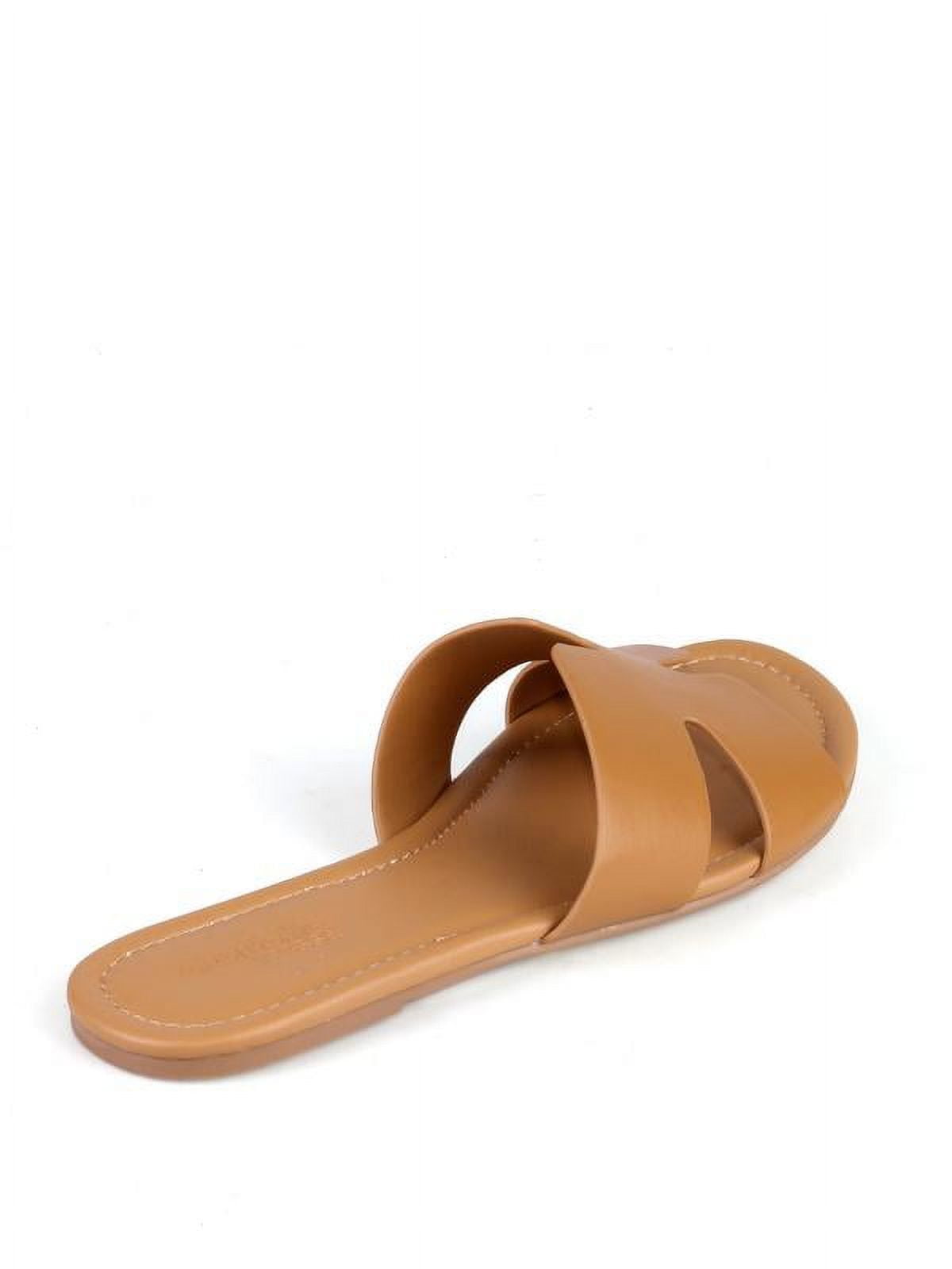 ShoeLala Women's Slide Sandal in Cognac