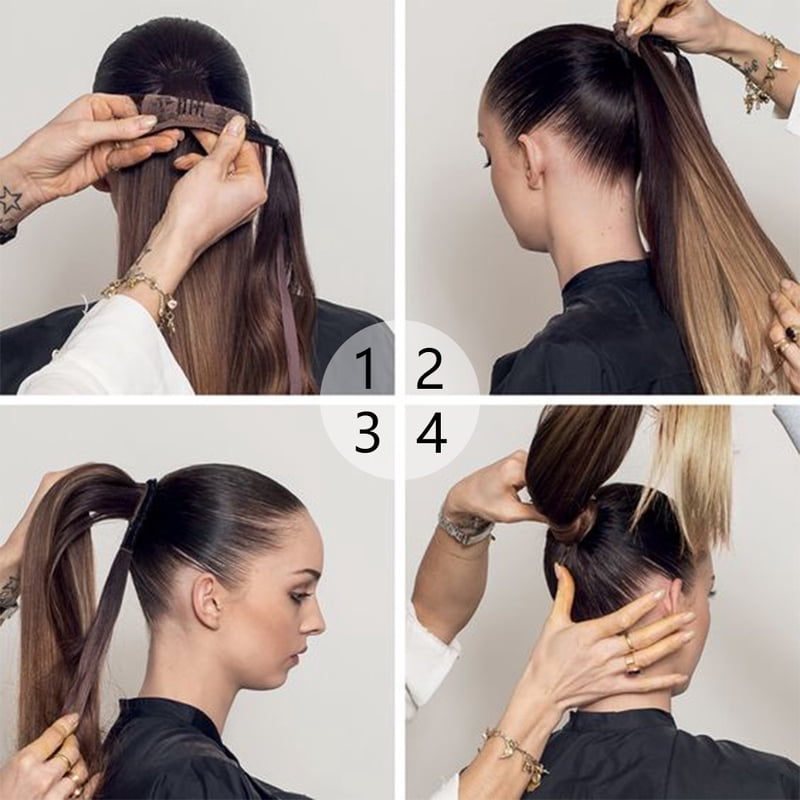Synthetic Long Corn Curly Ponytail Wrap Around Pony Tail Clip in Hair Extensions Natural Hairpiece Headwear Hair Brown Black