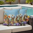 thumbnail image 5 of Easter Rabbits Pillow Covers 2 Pack Watercolor Spring Eggs Floral Blue Sky Grass Pillowcase Waterproof Outdoor Throw Pillow Cover for Patio Garden Square Cushion 18”x18”, 5 of 9