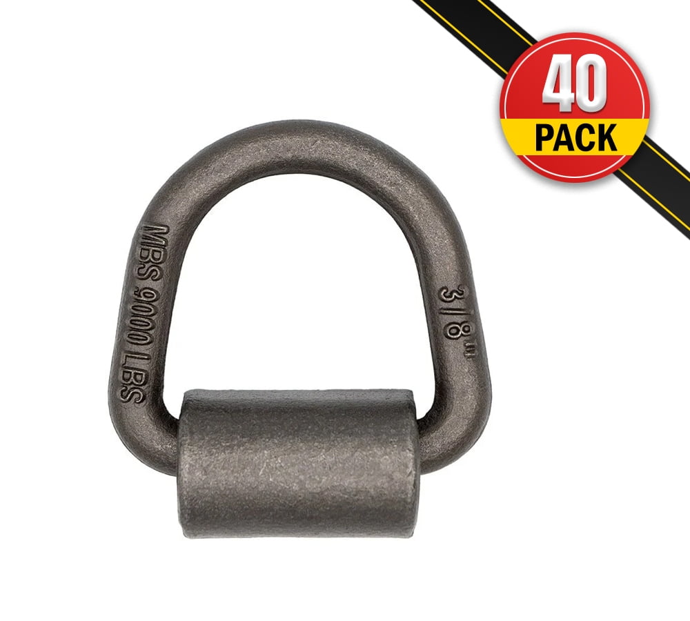 (40 Pack) 3/8" Heavy Duty Weld On D Ring - 9,000 LBS Breaking Strength Tie Down Anchor for Truck Bed - Forged D Rings for Trailer