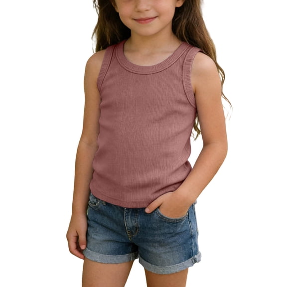 Posijego Kids Tank Tops for Boys Girls Ribbed Basic Tank Tops Sleeveless Shirts Slim Basic Undershirts Toddlers 1-13 Years