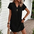 thumbnail image 2 of TaTaai Women Short Sleeve Solid Color Dress Casual Relaxed Fit Breathable Soft Machine Washable No Fading Versatile Daily Office Street Casual Outdoor Wear Fashion Dress Gift, 2 of 7