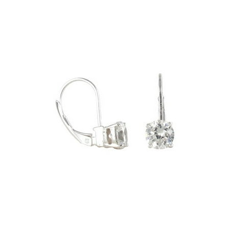 Square CZ Sterling Silver Drop Earrings