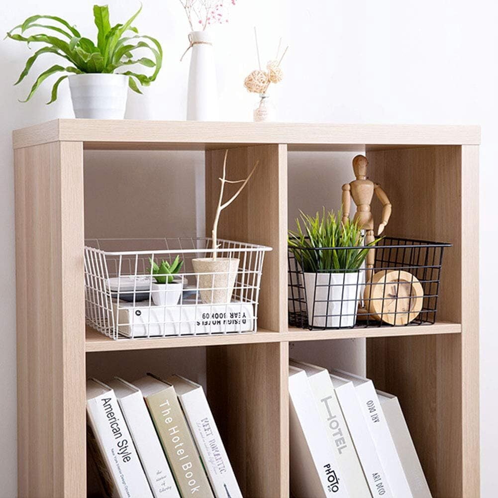 LQQBOX Black Wire Storage Baskets, Metal Household Storage Organizer for Kitchen，Pantry, Shelf, Freezer, Bathroom，Black 2 Pack