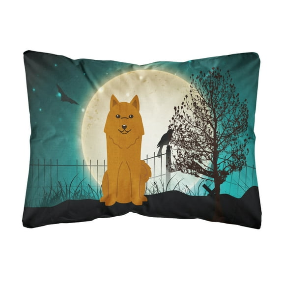 Carolines Treasures BB2212PW1216 Halloween Scary Karelian Bear Dog Canvas Fabric Decorative Pillow, 12H x16W, multicolor