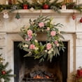 thumbnail image 6 of Pink Rose Daisy Eucalyptus Wreath 19.6 Inch Spring Summer Front Door Decor For Porch Window And Home Decor, 6 of 9