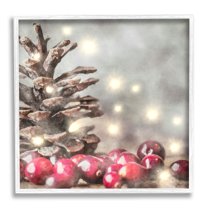 Stupell Industries Woodland Holiday Pinecone Holiday Painting White Framed Art Print Wall Art, 17 x 17