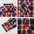 thumbnail image 3 of Coevals Club Men's Western Cowboy Long Sleeve Pearl Snap Plaid Work Shirts Navy Red Plaid 37 3X-Large, 3 of 4